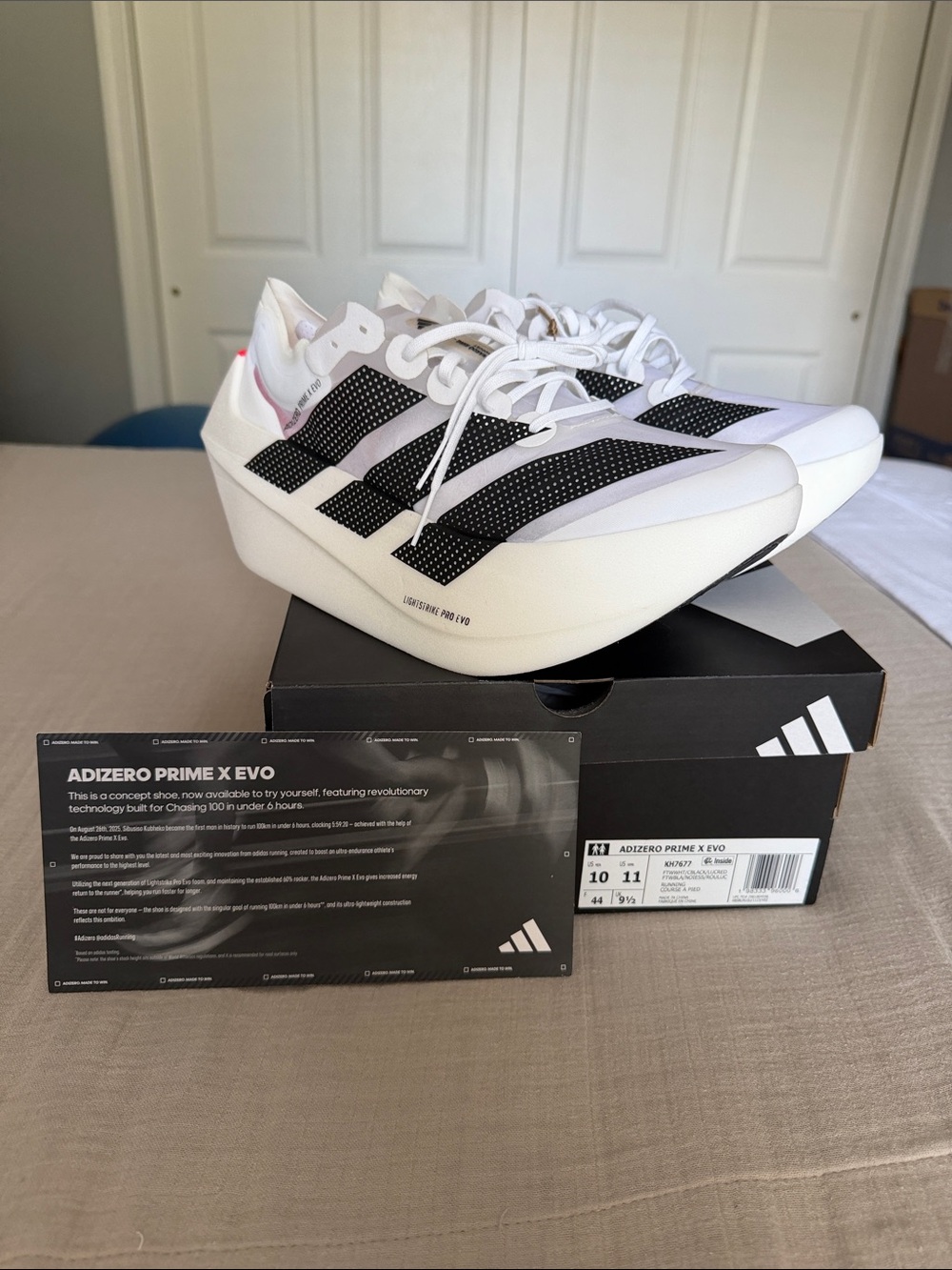 Adidas Adizero Prime X Evo Men’s White and Black Running Shoes